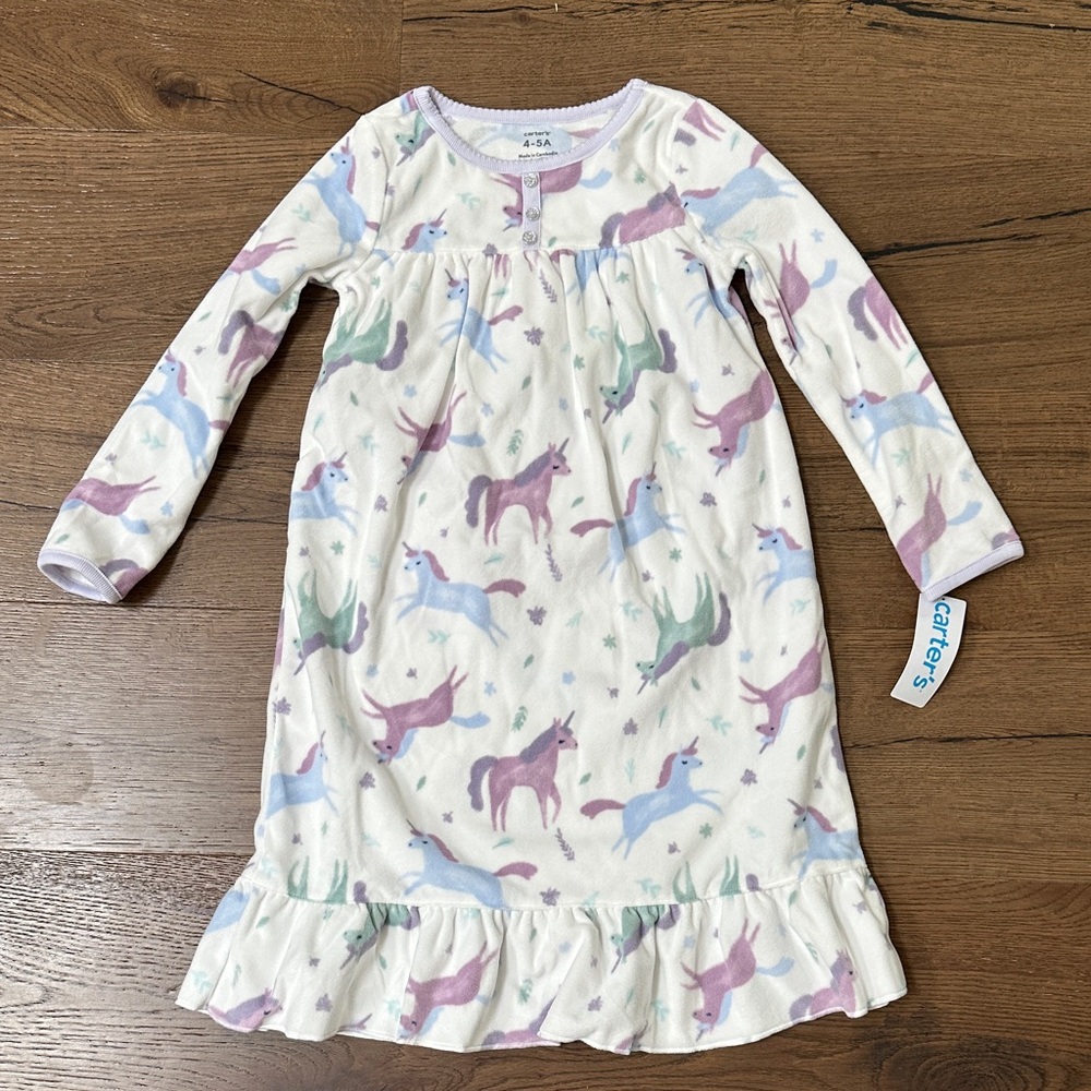 Carter's White and Purple Unicorn Nightgown